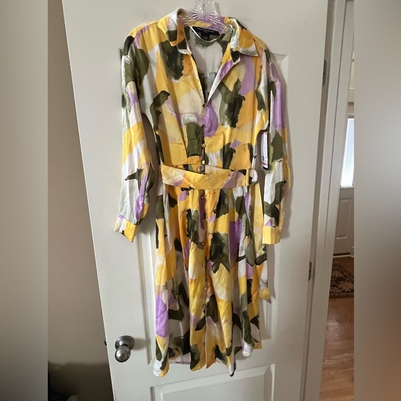 French Connection Dresses & Skirts - French Connection Multicolor Abstract Print Women's Shirt Dress Size Small
